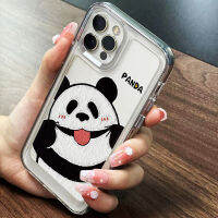 For IPhone 14 Pro Max IPhone Case Thickened TPU Soft Case Clear Case Shockproof Grin Cute Panda Compatible with For 12 Pro Max