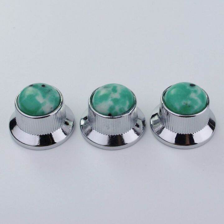 guyker-potentiometer-knob-electric-guitar-bass-metal-control-volume-knob-hat-type-green-turquoise-surface-guitar-bass-accessories
