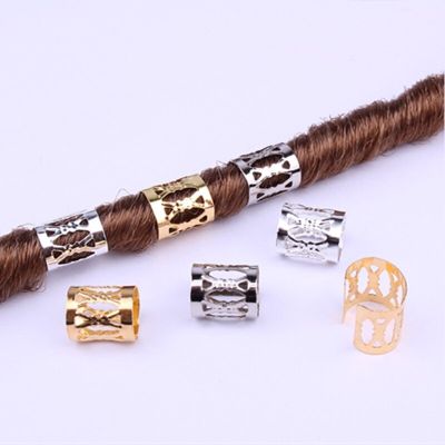 30Pcs/lot Gold Silver Hair Ring Braid Dread Dreadlock Hole Micro Beads Adjustable Cuff Clip 8x9mm Clip Metal Tube Lock Styling Adhesives Tape