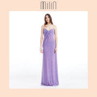 [MILIN] Glitter Front drape with open-back spaghetti straps dress เดรสยาวสายสปาเกตตี้จับจีบเว้าหลังผ้ากลิตเตอร์ตกแต่งชิ้นผ้าจับจีบด้านหลัง / 41 Tipsy Martini Maxi Dress