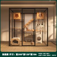 ✓ Spoil tank custom cat villa room - large house with wooden panoramic transparent glass cage indoor home. Real send exhibition