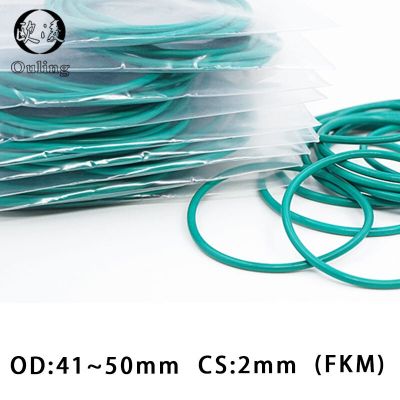 5PC Fluorine rubber Ring Green FKM O ring Seal OD41/42/43/45/46/47/48/49/50*2mm Thickness Rubber O-Ring Seal Oil Gaskets Washer Gas Stove Parts Access