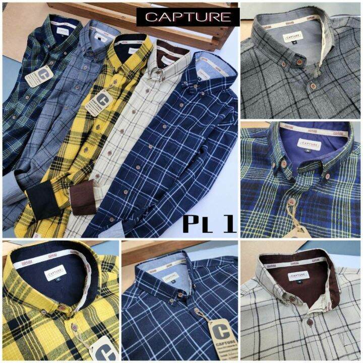 capture-shirt-เสื้อเชิ้ตผู้ชายแขนยาว-คอปก-ผ้า-cotton-ฟอกนุ่ม-ลายสก็อตตาใหญ่-สีเทา-มีถึงอก-48-นิ้ว