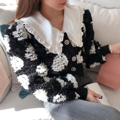 Nomikuma Korean Chic 3D Flower Jackets Women Fashion Elegant Long Sleeve Coats Female Single Breasted O Neck High Street Tops