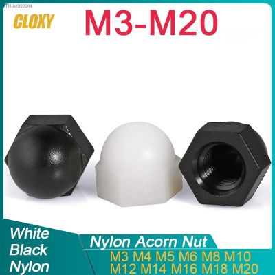 ▪✽☊ Nylon Acorn Cap Dome Nuts White/ Black Plastic Hexagon Hex Nut M3 M4 M5 M6 M8 M10 M12 M14 M16 M18 M20 for Insulation USE