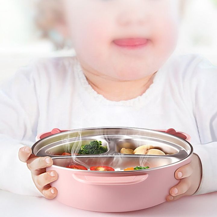 stainless-steel-sub-grid-sucker-type-eating-cartoon-water-filled-insulation-bowl-complementary-food-baby-and-children-tableware
