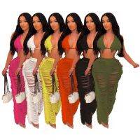 [Free ship] and cross-border supply of new womens clothing solid sexy bikini tassel knitted suit two