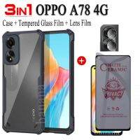 (3 IN 1) A78 OPPO 4G เคสโทรศัพท์กันกระแทกสำหรับ A58 OPPO 4G 5GRealme C55 C53 C33 C30 C35 Narzo 50i Prime 50A Prime ป้องกันการสอดแนมชนิดเคลือบเพื่อความอ่อนโยน Matte ความเป็นส่วนตัวกระจกเทมเปอร์และฟิล์มเลนส์