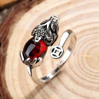 Pixiu Ring Charms Bring Luck Wealth Chinese Feng Shui Beast Treasure Amulet Open Adjustable Buddha Rings Jewelry Female Men Gift