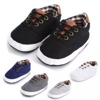 COD SDGREYRTYT 0-24M Infant Shoes Kids Baby Boy Soft Cotton Plain Canvas Shoes White Black