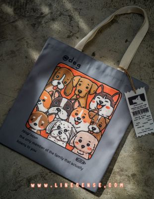 [New!] “A group of Dogs” Canvas Tote Bag กระเป๋าผ้าแคนวาสลายแกงค์หมา