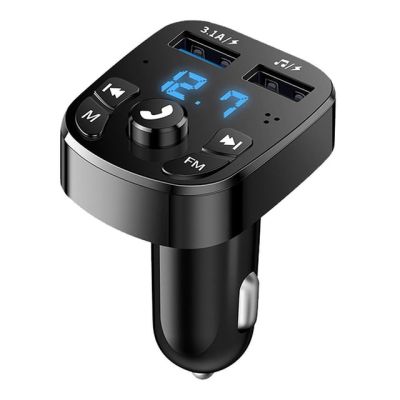 เครื่องส่งสัญญาณ FM ในอะแดปเตอร์รถยนต์บลูทูธ12V ชุดแฮนด์ฟรีที่ชาร์จเร็วอุปกรณ์เสริมรถยนต์รับสัญญาณเสียงสำหรับโทรศัพท์และ USB เพลง
