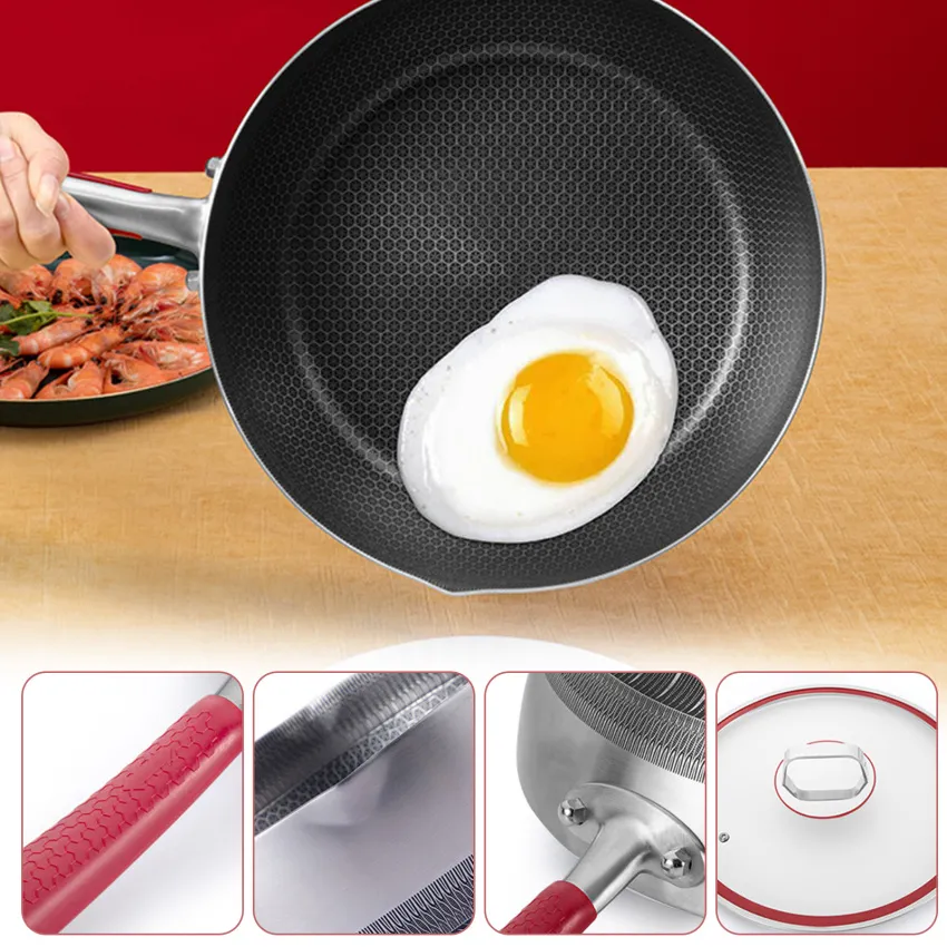 316 Stainless Steel Frying Pan, Wok, Healthy, Non-stick, General Use for  Gas and Induction Cooker, Deep Quality, Gift