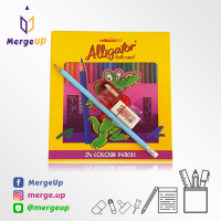 สีไม้ ดินสอสี จระเข้ อัลลิเกเตอร์ Alligator 24 สี 1 หัว ฟรี!! ดินสอไม้ HB, กบเหลาดินสอ, และยางลบดินสอ