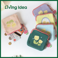 Living idea กระเป๋าเก็บผ้าอนามัย สกรีนลายน่ารัก ขนาดเล็ก กระเป๋าใส่เงินเหรียญ กระเป๋าเก็บของขนาดเล็ก storage bag