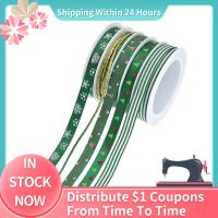 25 Meters/Set Christmas Printed Ribbon Gift Packaging Christmas Decoration Red Stripe Rowan Ribbon Set Fabric Ribbons For Crafts