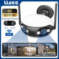 LLSEE icsee 4K 8MP กล้องวงจรปิดไร้สายกลางแจ้ง WIFI กล้อง 180 องศามุมกว้างสี Night Vision สองทางโทรกันน้ำ