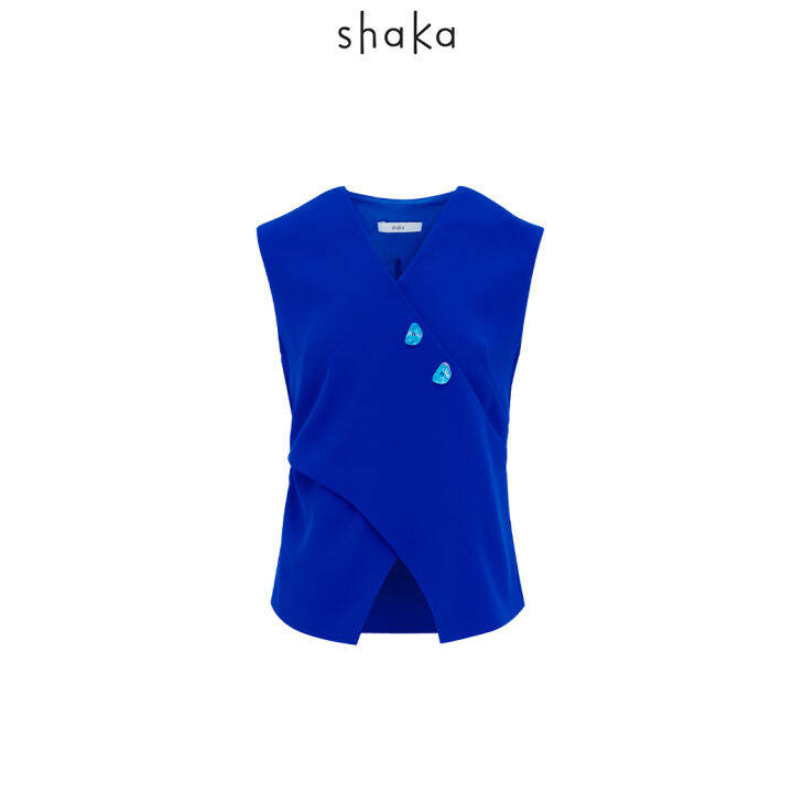 aw21-shaka-v-neck-sleeveless-blouse-เสื้อแขนกุดคอวีป้ายด้ายหน้า-ทรงเข้ารูป-bl-a210706