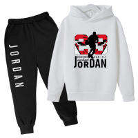 Jordan-S เสื้อสเวตเชิ้ตผ้าฝ้ายแขนยาวการ์ตูนชุดเสื้อขนแกะแบบสวมหัวเสื้อฮู้ดทารกและกางเกงฤดูใบไม้ร่วงและฤดูหนาวสำหรับเด็กเล็กเด็กผู้หญิงกางเกงขายาว0000