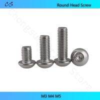 【CW】 Hex Socket Round Head Screws A2-70 Steel 304 Stainless DIN7380 Hexagon Button Allen Screw M3 M4 M5 Furniture Fastener Bolt