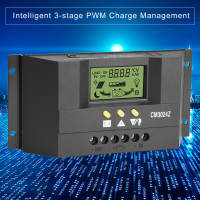 PWM อัจฉริยะแผงโซลาร์ชาร์จคอนโทรลเลอร์ควบคุม LCD แสดงผล 12V 24V 30A