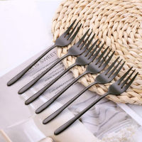 6PcsSet Black Fork Set Tea Cake Snack Fork Dinnerware Cutlery Mirror Polished Stainless Steel Tableware Dessert Fruit Fork