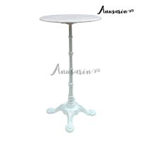 Anusarin Paris Series Bistro Table 03 Cast Iron Bar Table with Artificial Marble Top 60 cm โต๊ะบาร์เหล็กหล่อตันสีขาว ท็อปหินสังเคราะห์สีขาว