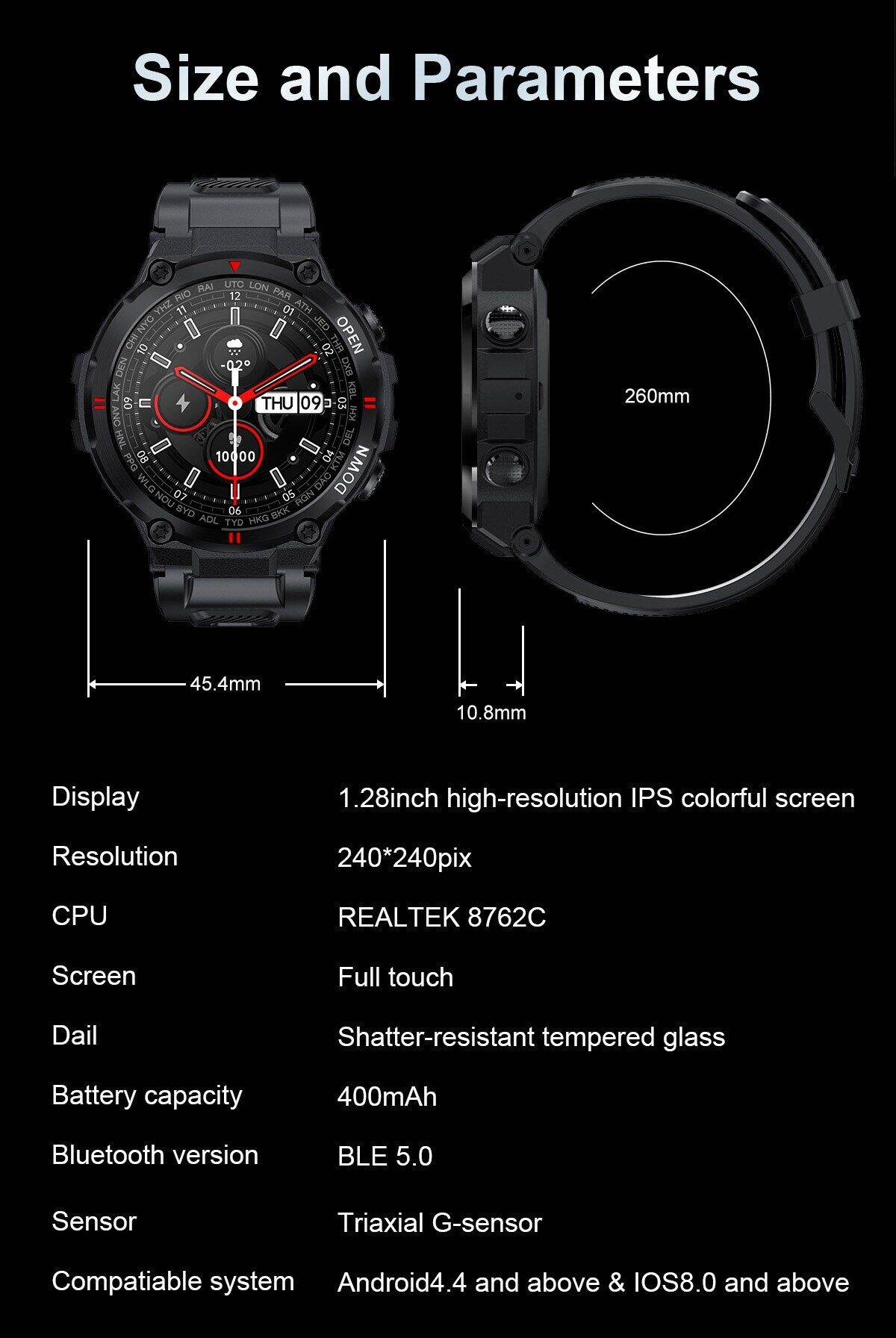 Senbono Smartwatch NEW K22 Outdoor Smart Watch 1.28 inch Round Screen  Bluetooth Call Waterproof Long Standby Watches HR Fitness Tracker | Lazada  PH