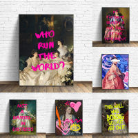 Graffiti Feminist Art ภาพวาดผ้าใบ Wall Art-สีสันที่เล่นโวหารสนุก Rococo โปสเตอร์และพิมพ์รูปภาพสำหรับห้องนั่งเล่นตกแต่งบ้าน