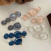 【CC】◐✸  Irregular Hair Clip Resin Round Bead Duckbill Pins Imitation Marble Pattern Barrette Accessories