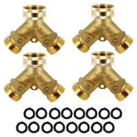 4 Pcs Garden Hose Splitter Water Pipe Adapter 3 Way Connector Heavy Duty Brass Garden Faucet Splitter for Outdoor Faucet Hose Y Splitter