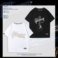 ?2023High quality new style American Gibson Gibson guitar big G rock band music fake two-piece short-sleeved T-shirt mens half-sleeved clothes