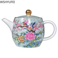 WSHYUFEI Authentic Jingdezhen Porcelain Art Bird teapot Exquisite Enamel Color Teapot handmade ceramics Teaware Tea set 280ml