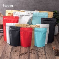 StoBag 50pcs Coffee Beans Packaging Bag Aluminum Foil Air Valve Ziplock Sealed Food for Tea Nuts Powder Storage Airtight Pouches Food Storage  Dispens