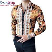 Cozy Up เสื้อแขนยาวเข้ารูปพอดี Retro สังคมไนท์คลับ Luxury Gold พิมพ์