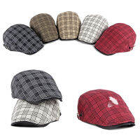 แฟชั่น Fine Stripe Lattice Berets หมวกผู้หญิงผู้ชายฤดูใบไม้ผลิฤดูร้อนลายสก๊อต Visors สีแดง Grn สีฟ้า Duckbill Herringbone หมวกแบน