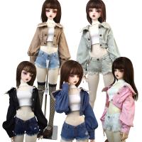 เหมาะกับ1/3 1/4ตุ๊กตา BJD DD SD ของเล่นลูกบอลของเล่นตุ๊กตากระโปรงเดนิมแจ็คเก็ตแฟชั่นของขวัญสำหรับเด็กผู้หญิง