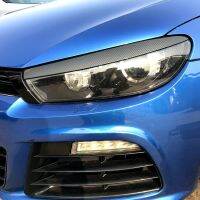 For Volkswagen Scirocco 2008-2017 Modified Car Stickers For Headlights And Eyebrows Car Light Protection Glossy Black 2Pcs