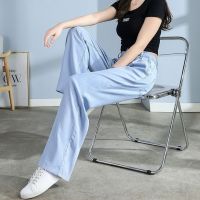 Lucyever Light Blue Thin Summer Jeans Women Comfort Soft Fabric Baggy Wide Leg Denim Pants Womens Streetwear High Waist Pants