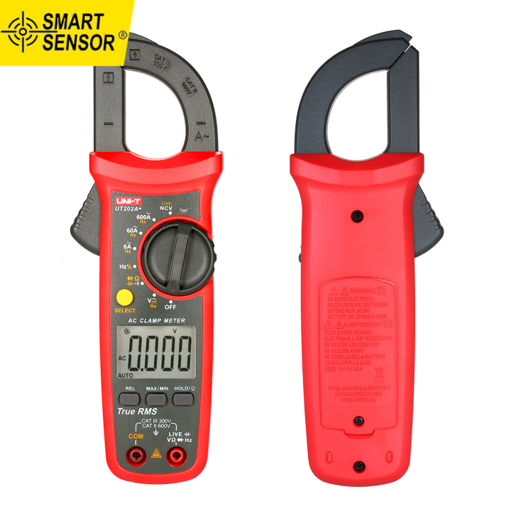 UNIT UT202A + 6000 Hitungan Digital Penjepit Meter Multimeter True RMS