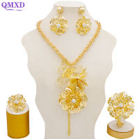 Dubai Gold jewelry Sets Flower Shape Jewellery For African Women Necklace Wedding Party necklace sets 2021