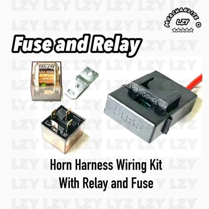 Horn Harness Wiring Kit With Relay 4 PINS and Fuse for Car & Motorcycle