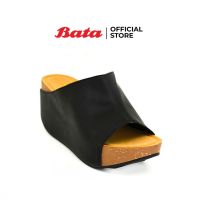 Bata LADIES HEELS รองเท้าส้นตึก สูง 2.5 นิ้ว WEDGE(OVER 55MM) แบบสวมเปิดส้น สีดำ รหัส 7616629