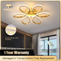 [Remote Dimming] TOMAX 58CM Modern Flower LED Ceiling Lights Modern Tri Color Light 50-Watt White Celing Light Decor Bedroom Lamp