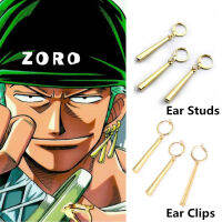 Barang Kemas Kises Unisex 3ชิ้น Zoro Cosplay Subang Prop untuk Wanita Lelaki คอลัมน์ยาวล็อกเกตต่างหูรูปหยดน้ำต่างหูแบบหนีบเพื่อน