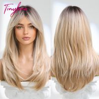 【CW】 FR/PL/UK/BE Straight Wavy Blonde Synthetic Hair Wigs for Ombre Wig