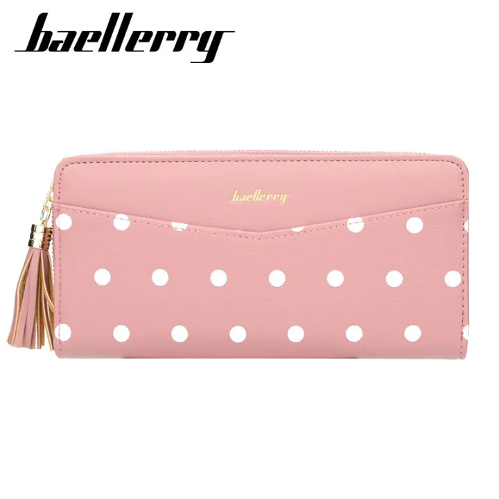 cod-baellerry-womens-version-cute-dot-long-clutch-bag-multifunctional-zipper-tassel-mobile-phone