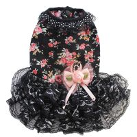 Girl Dog Cat Floral&amp;Bow Dress Tutu Female Pet Puppy Spring/Summer Clothing Apparel Dresses