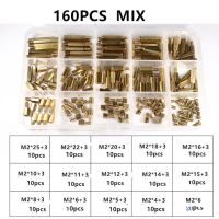 M2 160ชิ้น/เซ็ต * L3mm M2.5/M3 * L6mm น็อตหกเหลี่ยมระยะห่างสกรูทองเหลืองเสาเมนบอร์ด Pcb Standoff ชุดสเปเซอร์รถยนต์