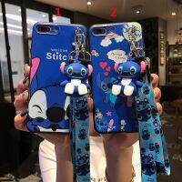 OPPO A17 A17K A16 A57 A77 A77S A96 A76 A54 A53 A52 A94 A93 A92 A31 A9 A5 2020 A15 A15S A12 a12E A5s A3S A71 A37 F1S F5 F7 F9 F11 Pro Stitchโทรศัพท์มือถือกรณีเชือกเส้นเล็กจี้น่ารักการ์ตูนวางเคสโทรศัพท์